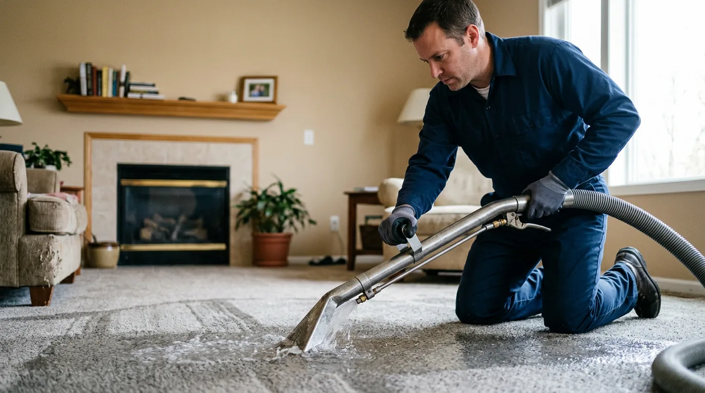 Water damage restoration technician working near Freeland, PA